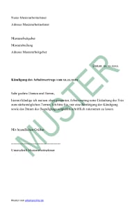 Muster kostenlos arbeitsvertrag pdf kündigung Kündigungsschreiben Vorlage